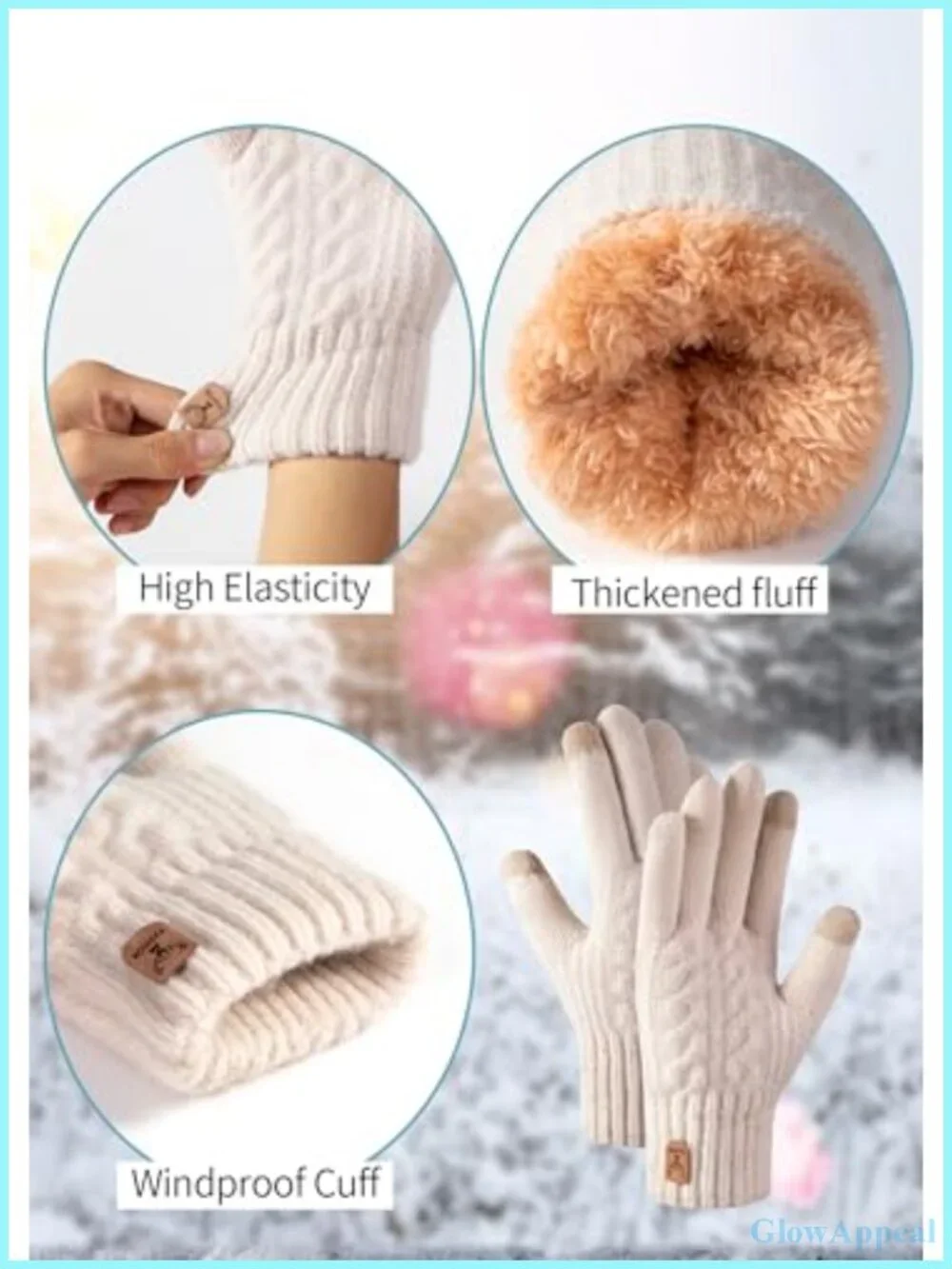 Womens Winter Gloves Acrylic Warm Fleece Lined Mittens